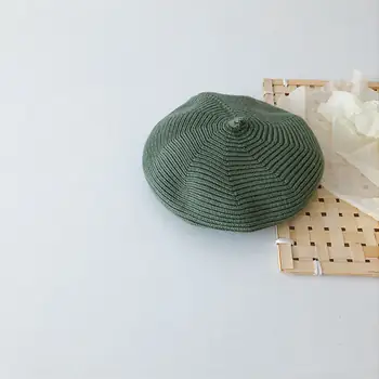 Solid Color Pacifier Kids Knit Beret Hat