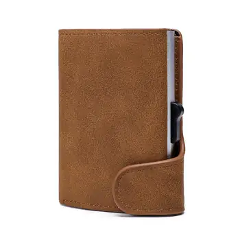 Crazy Horse Leather Aluminum Card Case Wallet